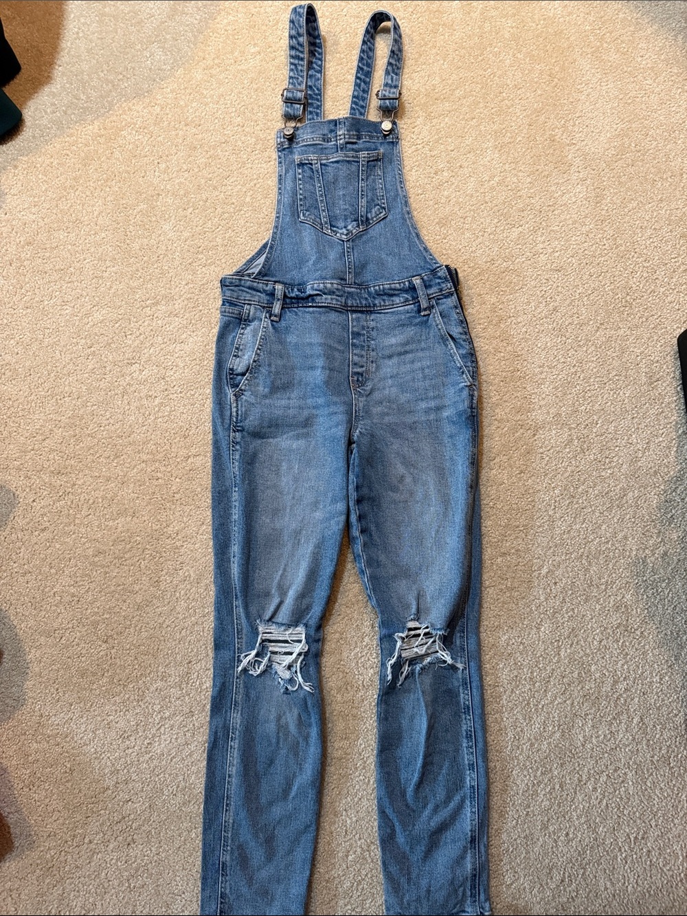 Old Navy Blue Distressed Denim Women’s Overalls